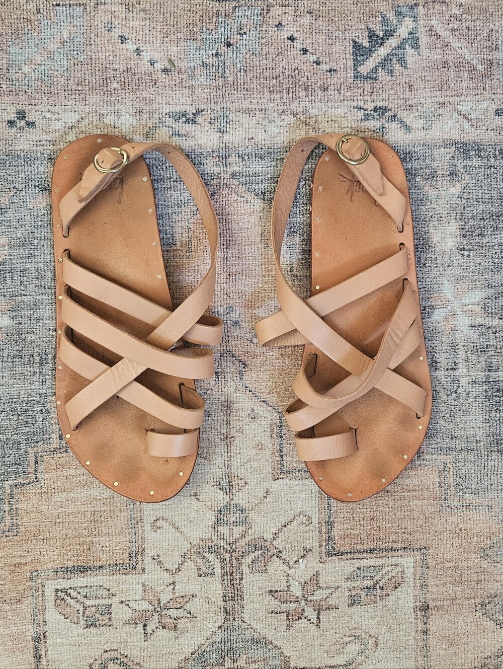 beek Tan Leather Multi-Strap Gannett Sandals